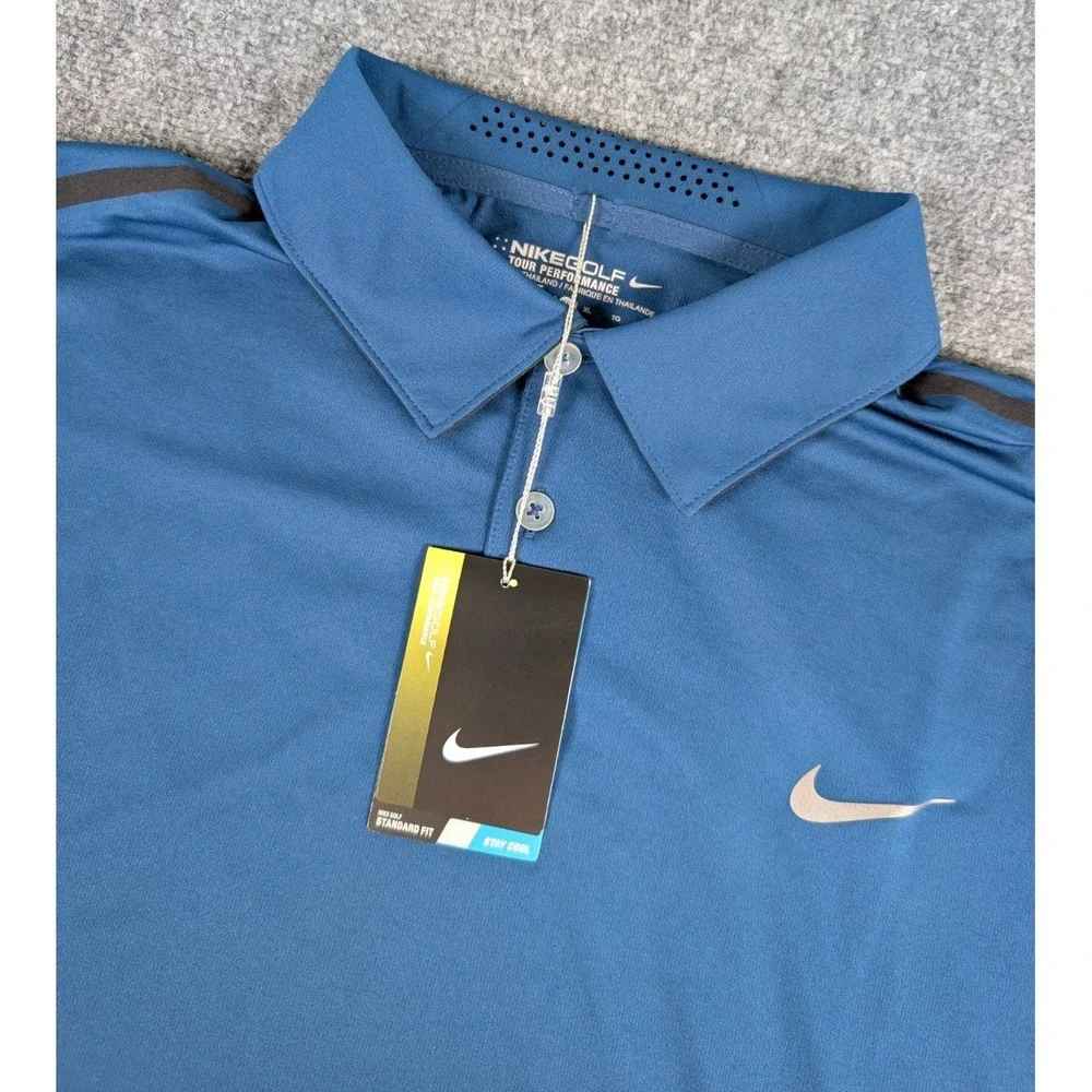 Nike Golf Tour Performance Polo Shirt‎ Mens XL Dark Blue w/Logo NWT